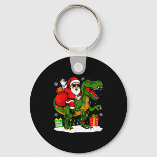 Funny Santa Riding Dinosaur T Rex Christmas Santa  Key Ring