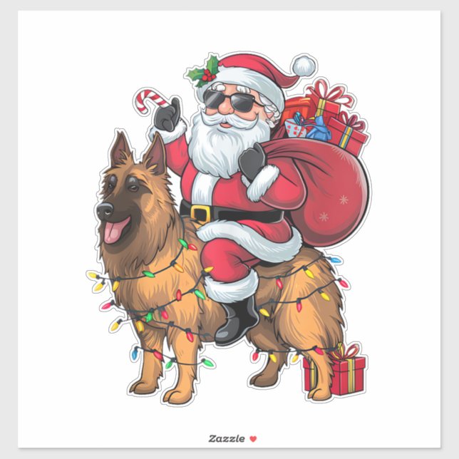 Funny Santa Riding German Shepherd Dog Christmas  (Sheet)