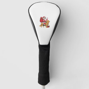 Funny Santa Riding Golden Retriever Dog Christmas Golf Head Cover