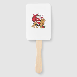 Funny Santa Riding Golden Retriever Dog Christmas  Hand Fan