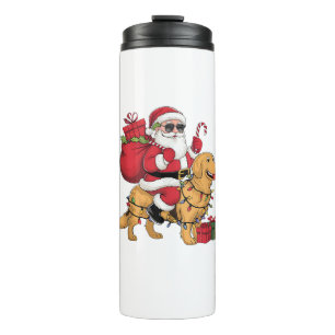 Funny Santa Riding Golden Retriever Dog Christmas  Thermal Tumbler
