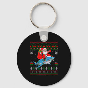 Funny Santa Riding Shark Ugly Christmas Sweaters S Key Ring