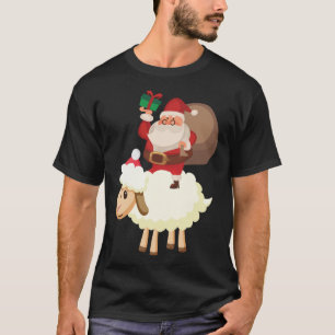 Funny Santa Riding Sheep Christmas Pajama Xmas T-Shirt