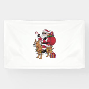 Funny Santa Riding Staffordshire Bull Terrier Dog  Banner
