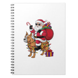 Funny Santa Riding Staffordshire Bull Terrier Dog Notebook