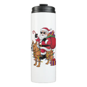Funny Santa Riding Staffordshire Bull Terrier Dog Thermal Tumbler