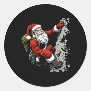 Funny Santa Rock Climbing Christmas Xmas Boulderin Classic Round Sticker