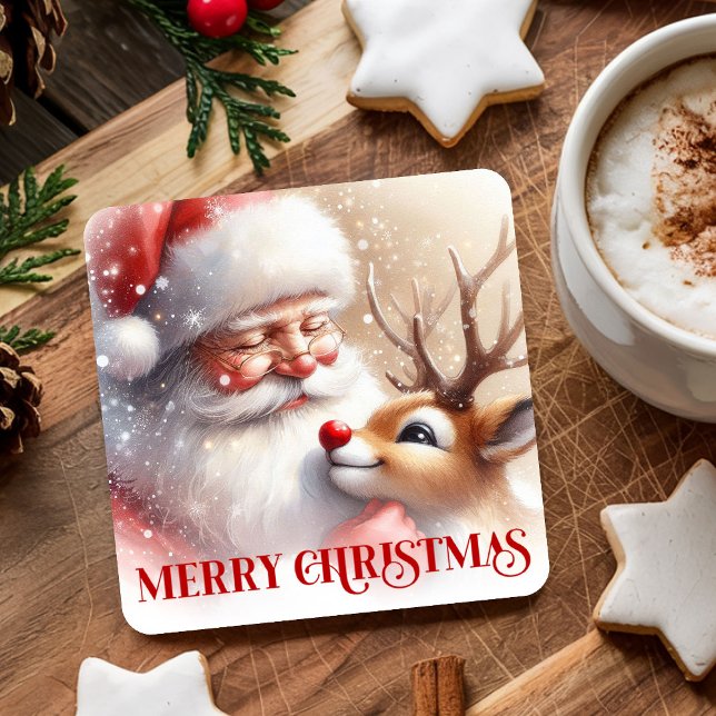 Funny Santa Rudolph Xmas Coaster Cartoon Style Art (Funny Santa Rudolph Xmas Coaster Cartoon Style Art

)