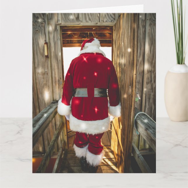 FUNNY SANTA SANTA'S BACK CHRISTMAS CARD (Front)