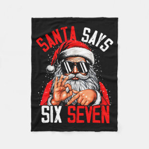 Funny Santa Says Six Seven 6 7 Christmas Vintage H Fleece Blanket