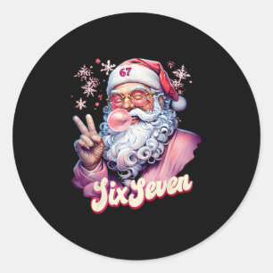 Funny Santa Says Six Seven Christmas 67 Meme Xmas  Classic Round Sticker