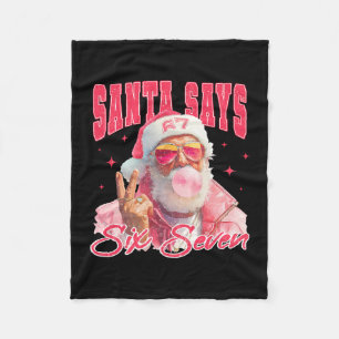 Funny Santa Says Six Seven Christmas 67 Meme Xmas Fleece Blanket