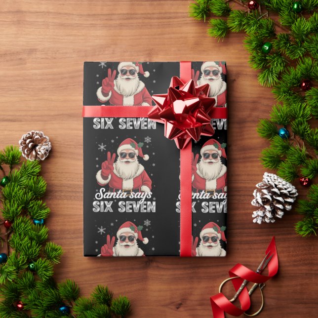 Funny Santa Says Six Seven Christmas 67 Meme Xmas Wrapping Paper (Holiday Gift)