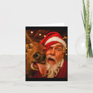 Funny Santa Selfie Reindeer Men Women Kids Christm Card