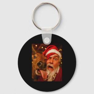 Funny Santa Selfie Reindeer Men Women Kids Christm Key Ring