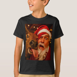 Funny Santa Selfie Reindeer Men Women Kids Christm T-Shirt