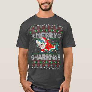 Funny Santa Shark Christmas Lights Ugly Merry Shar T-Shirt