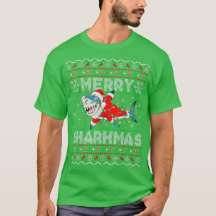 Funny Santa Shark Christmas Lights Ugly Merry Shar T-Shirt