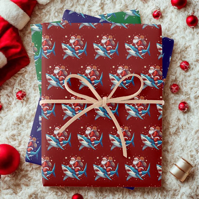 Funny Santa Shark Gift Wrap Ocean Lover Present (Creator Uploaded)