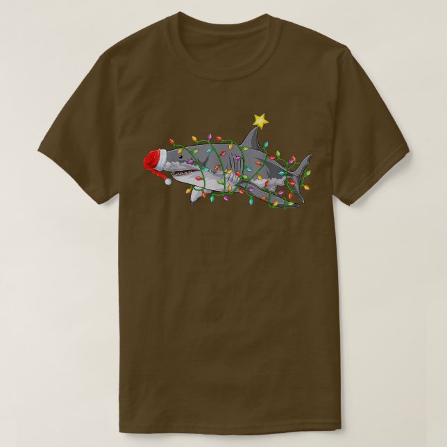 Funny Santa Sharkmas Xmas Costume Shark Christmas  T-Shirt (Design Front)