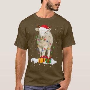 Funny Santa Sheep Animal Christmas Lights Lover Ch T-Shirt