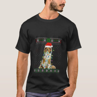 Funny Santa Shetland Sheepdog Light Xmas Tree Ugly T-Shirt