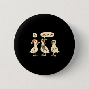 Funny Santa Silly Goose 6 7 Christmas Geese Six Se Cm Round Badge