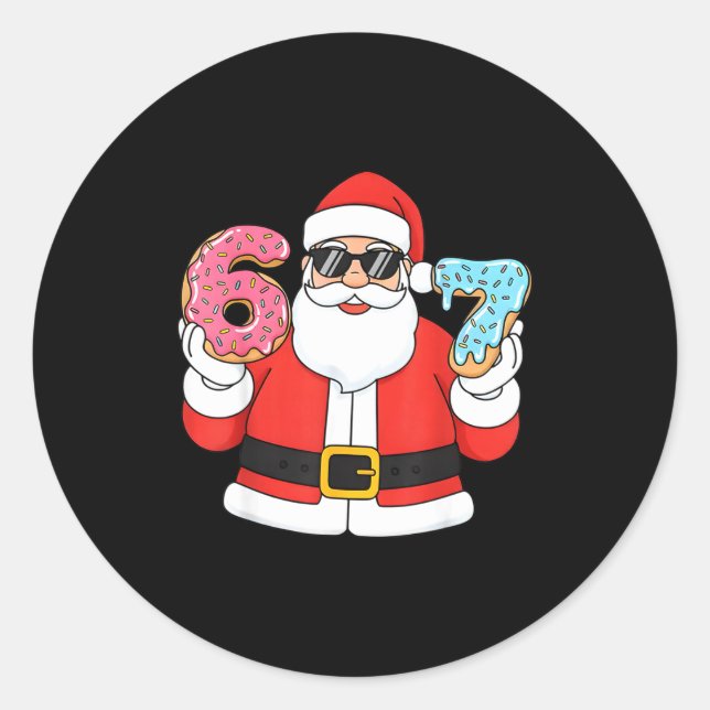 Funny Santa Six Seven 67 Ice Cream Drip Christmas  Classic Round Sticker (Front)