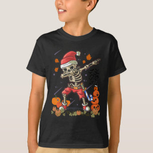Funny Santa Skeleton Dabbing Halloween Costume Fun T-Shirt