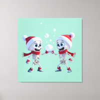 Funny Santa Skeletons Having a Snowball Fight