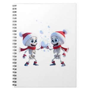 Funny Santa Skeletons Having a Snowball Fight Notebook