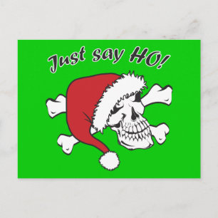 Funny Santa Skull Holiday Postcard