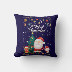 Funny Santa, Snowman, Reindeer Merry Christmas Cushion