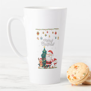 Funny Santa, Snowman, Reindeer Merry Christmas Latte Mug
