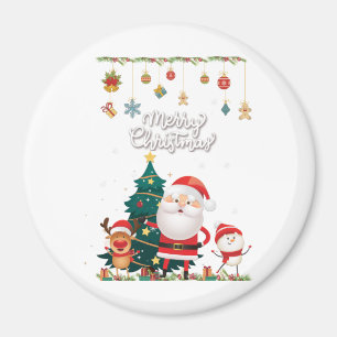 Funny Santa, Snowman, Reindeer Merry Christmas Magnet