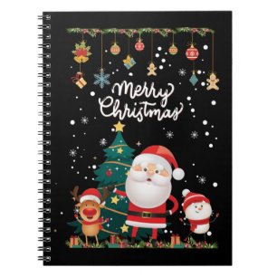 Funny Santa, Snowman, Reindeer Merry Christmas Notebook