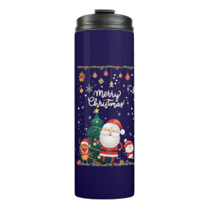 Funny Santa, Snowman, Reindeer Merry Christmas Thermal Tumbler