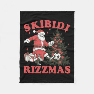 Funny Santa Soccer Skibidi Rizzmas Christmas Tree  Fleece Blanket