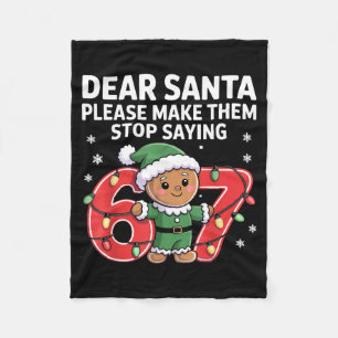 Funny Santa Stop 67 Gingerbread Six Seven Meme Fleece Blanket