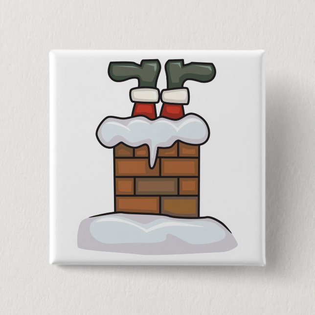 funny santa stuck in chimney 15 cm square badge (Front)