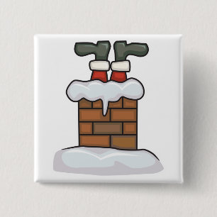 funny santa stuck in chimney 15 cm square badge