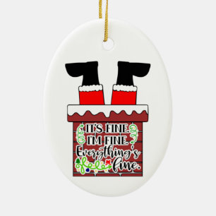 Funny Santa Stuck in Chimney Christmas Humour Ceramic Tree Decoration