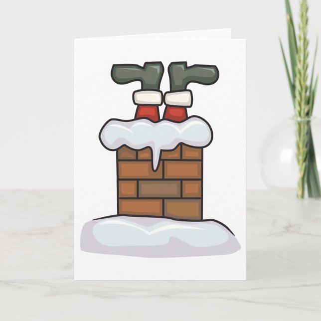funny santa stuck in chimney holiday card (Front)