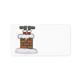 funny santa stuck in chimney label