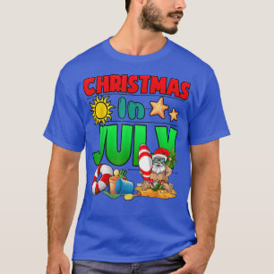 Funny Santa Summer Beach Vacation Christmas In Jul T-Shirt