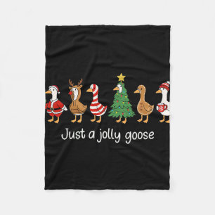 Funny Santa Tee Just A Jolly Goose Christmas  Fleece Blanket