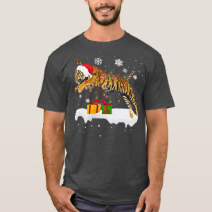 Funny Santa Tiger Animal Christmas Lights Lover Ch T-Shirt