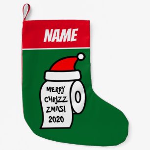 Funny santa toilet paper roll quarantine 2020 small christmas stocking