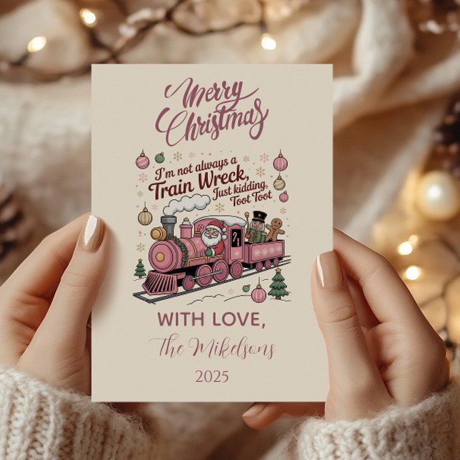 Funny Santa Train Wreck Christmas Holiday Card (Creator Uploaded)
