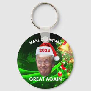 Funny Santa Trump 2024 Make Christmas Great Again  Key Ring